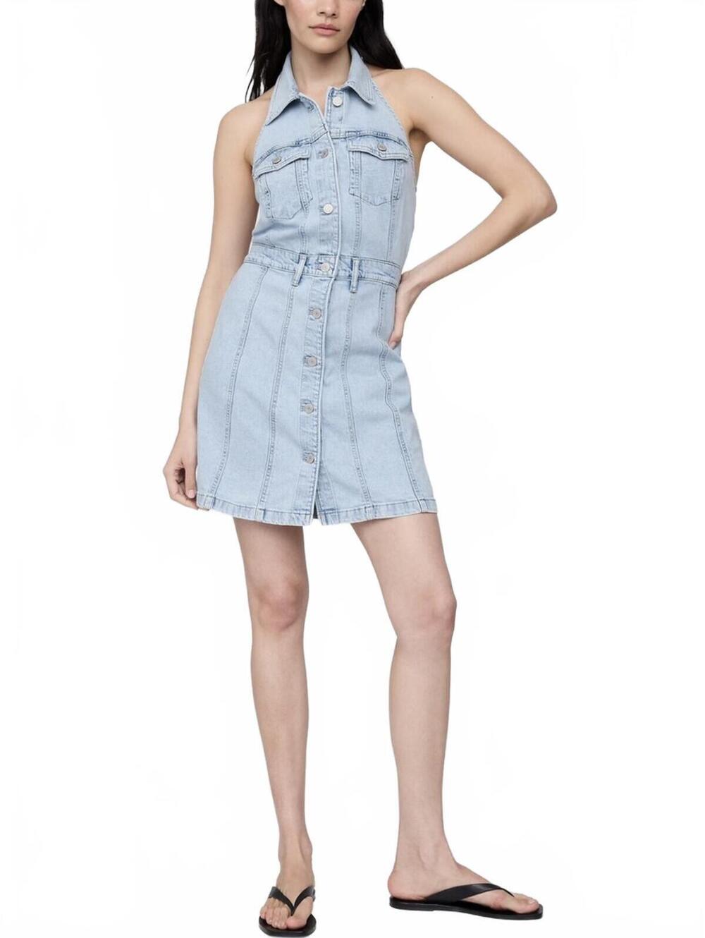 Gap Tall Icon Denim Halter Mini Dress NWT Medium Wash XXL Tall